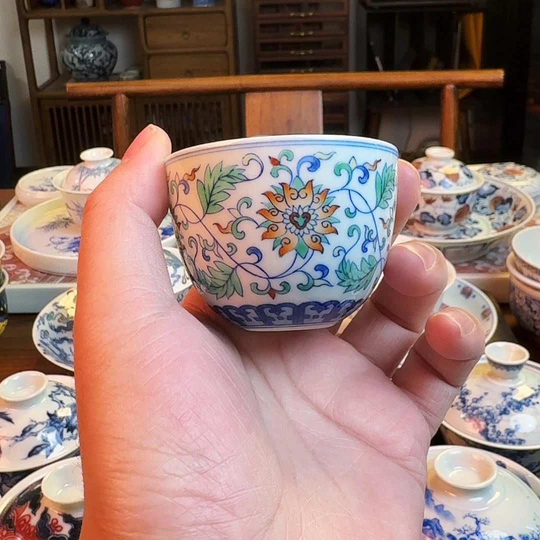 杯斗彩，纯手绘，茶杯