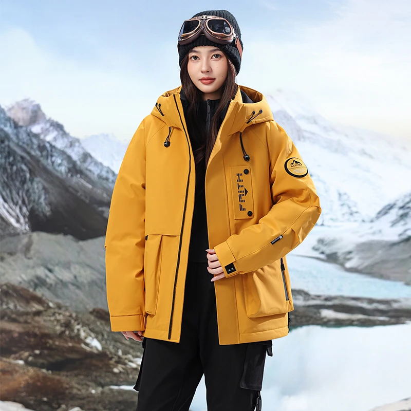 风之韵男女同款防风保暖连帽极寒轻户外运动休闲情侣鹅绒羽绒服