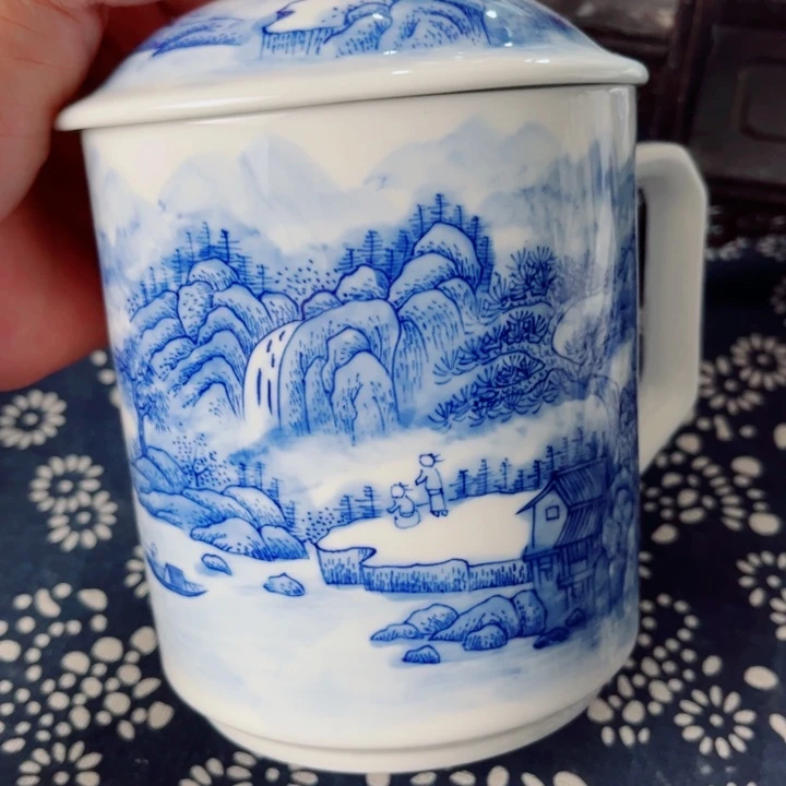 青花玲珑办公杯山水600容量