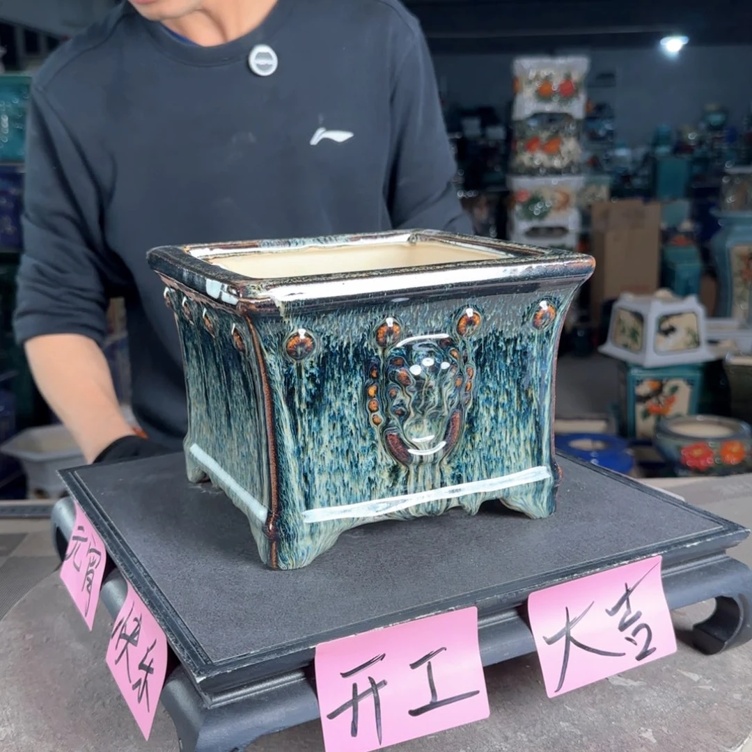 一风堂石湾花盆。高温裂瑕疵