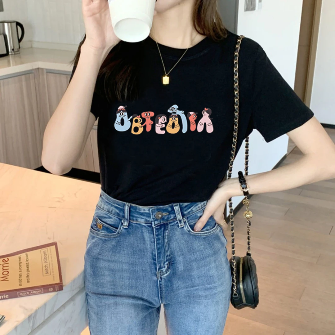 2025夏季百搭纯棉圆领短袖休闲上衣女印花打底衫吉檀三月