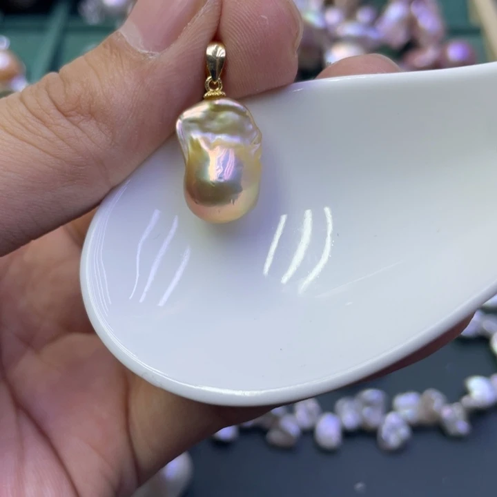 淡水珍珠吊坠(不含链)银S925镶嵌