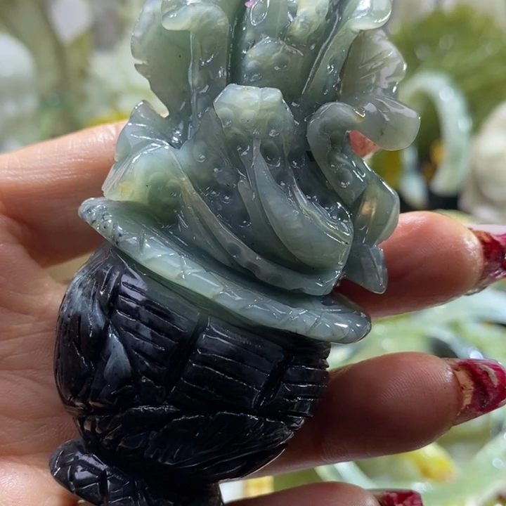 岫玉未镶嵌岫玉手把