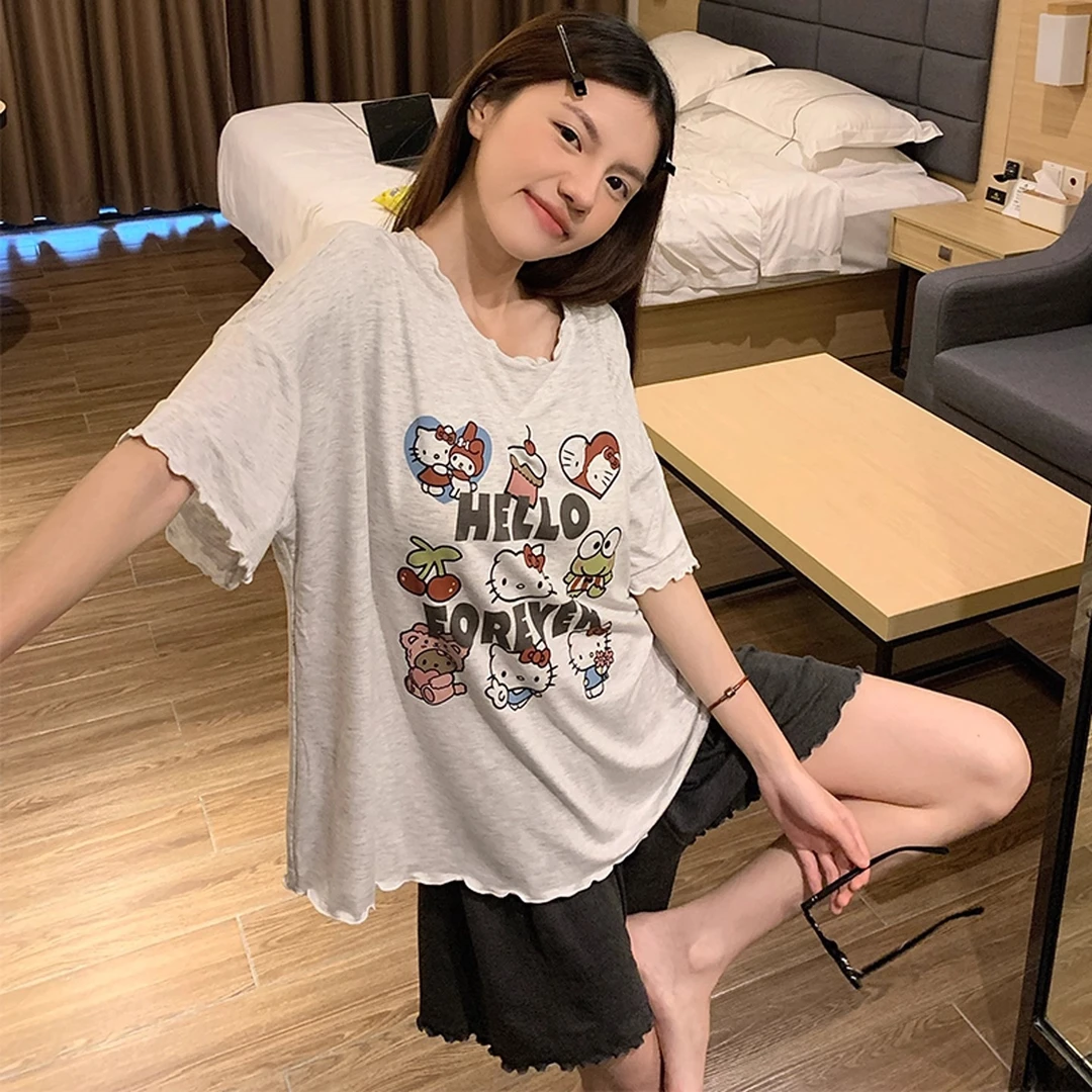 莫代尔睡衣夏季女款2025新款带胸垫短袖夏天薄款可外穿家居服套装