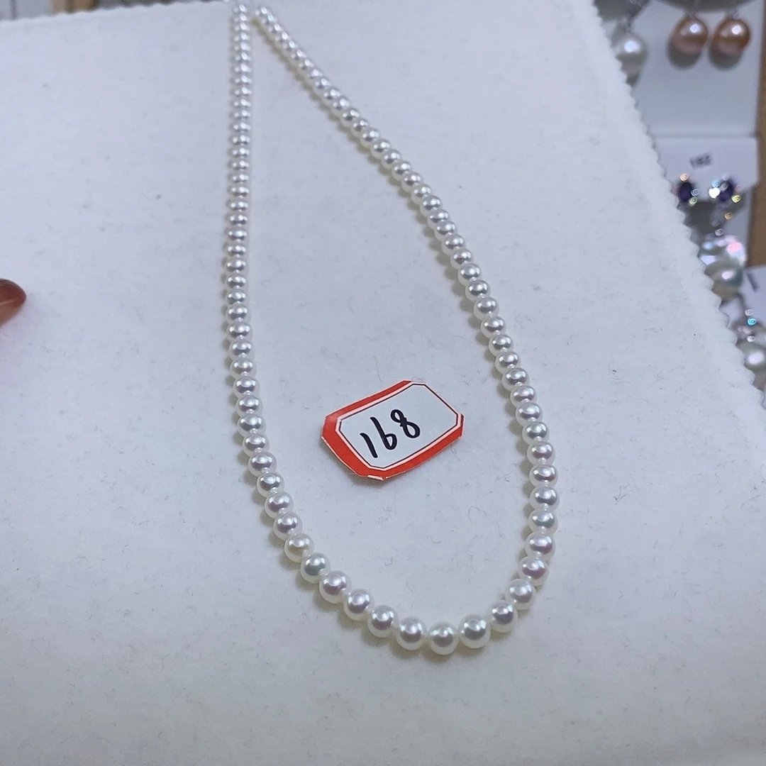 ****朝项链淡水珍珠银S925镶嵌w4-5