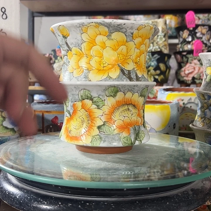 满38包邮 景德镇手绘花盆