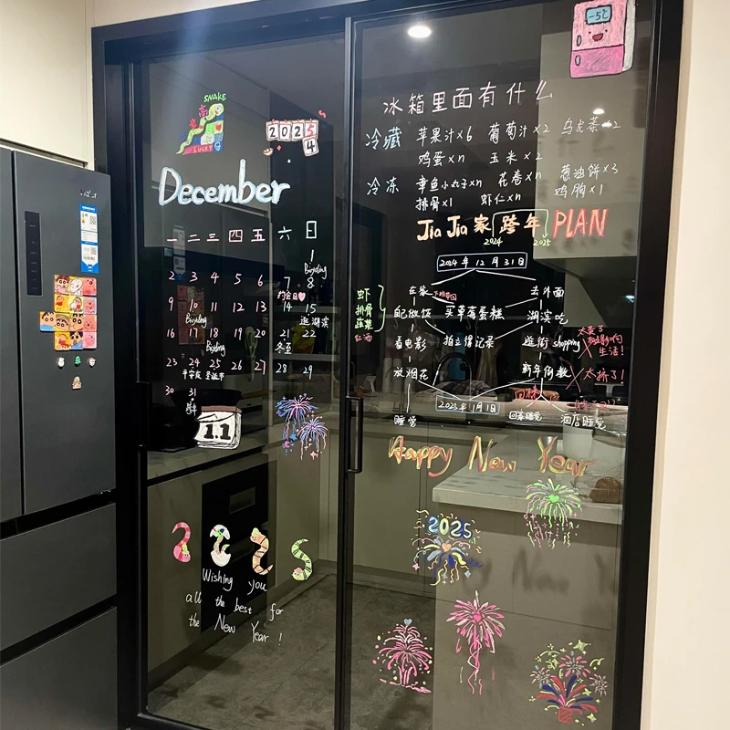 厨房玻璃门可擦笔画画diy客厅阳台门写字荧光笔涂鸦装饰可擦粉笔