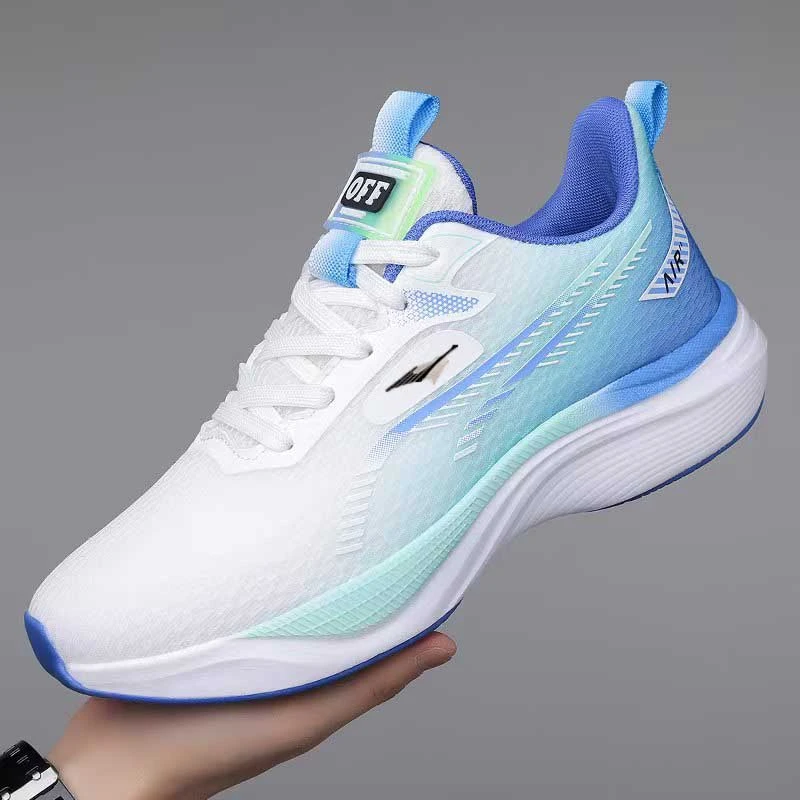 鸿星官网正品男鞋夏季新款飞织网面运动鞋透气学生跑鞋减震跑步鞋