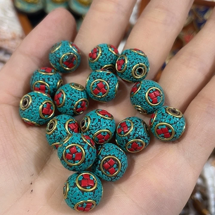 合金玛瑙/玉髓珠宝半成品4颗蓝色圆珠