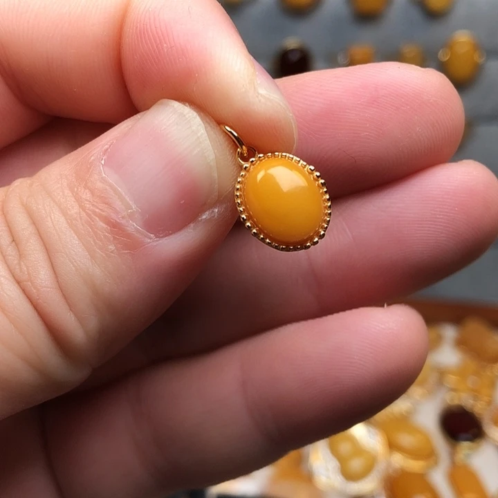 蜜蜡银S925镀金镶嵌吊坠(不含链)吊坠5