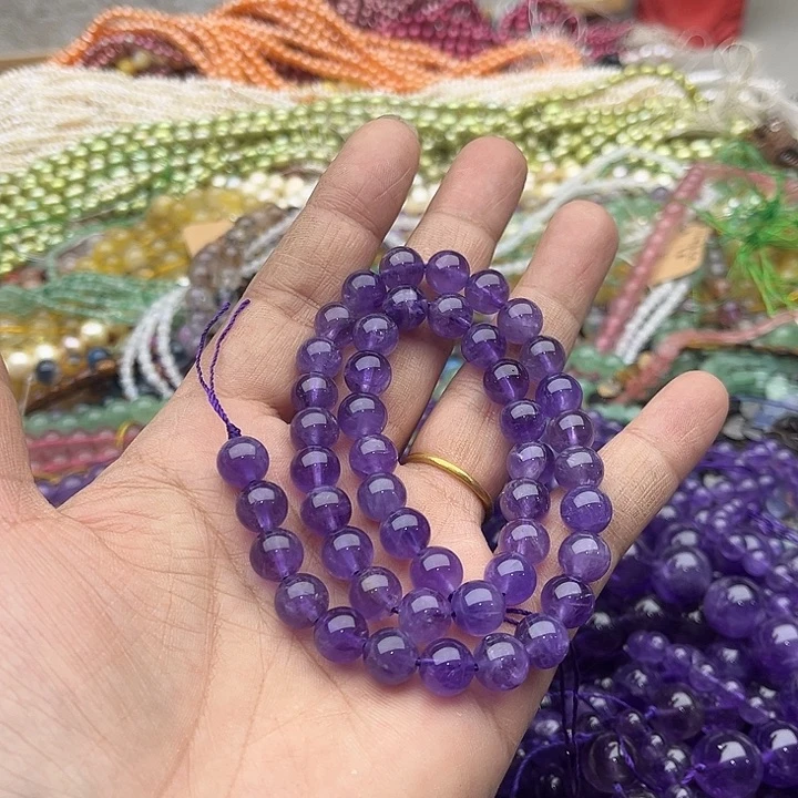 玛瑙/玉髓珠宝半成品未镶嵌一条8mm紫晶