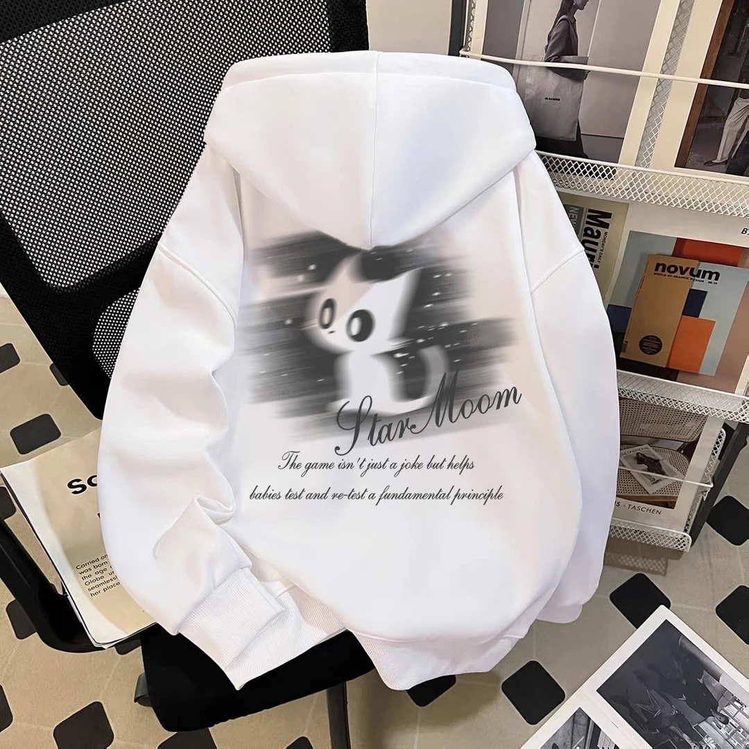 重磅美式潮牌oversize猫咪连帽卫衣男女秋冬季新款休闲设计感外套