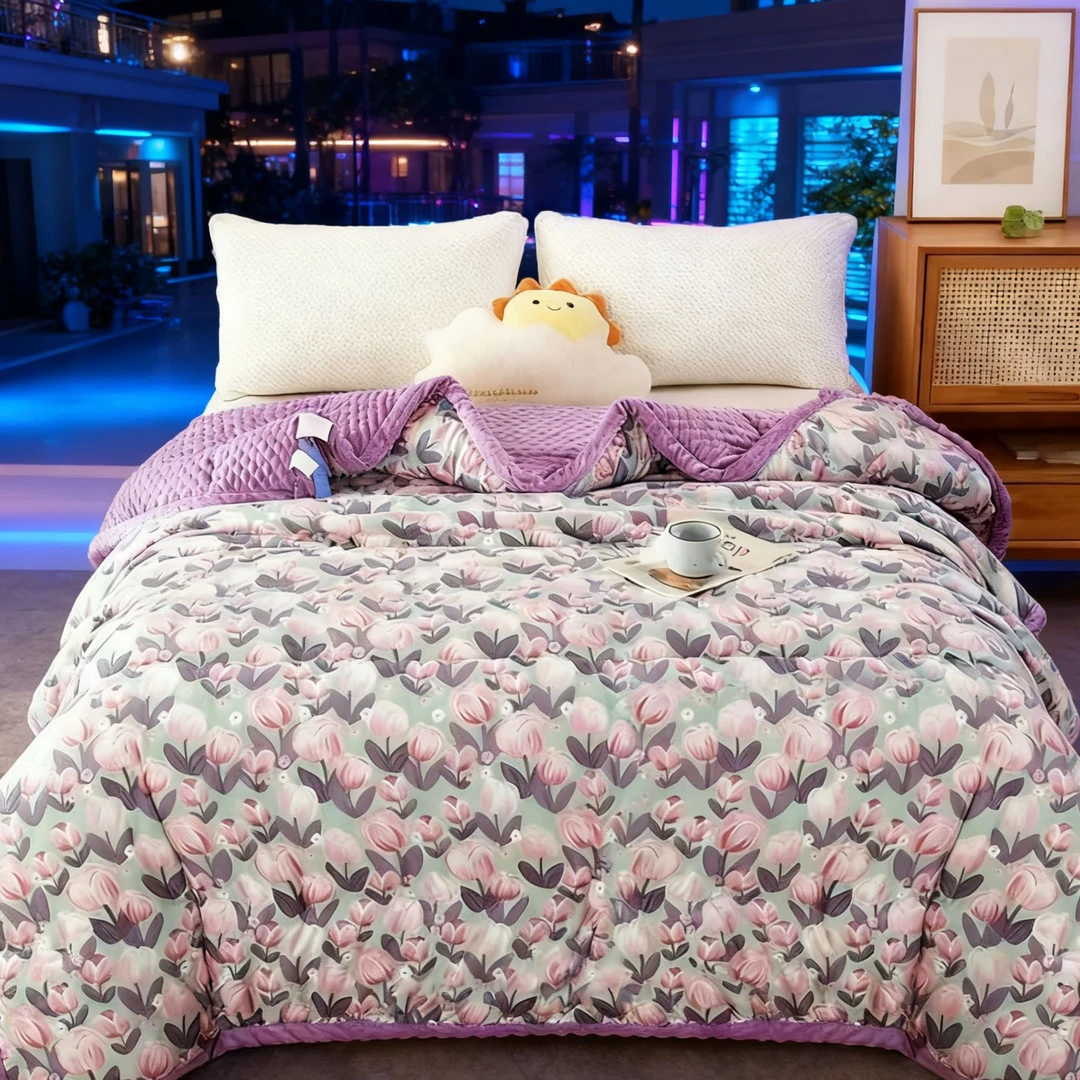 【试睡三十天】2025新款豆豆被被子 紫郁金香