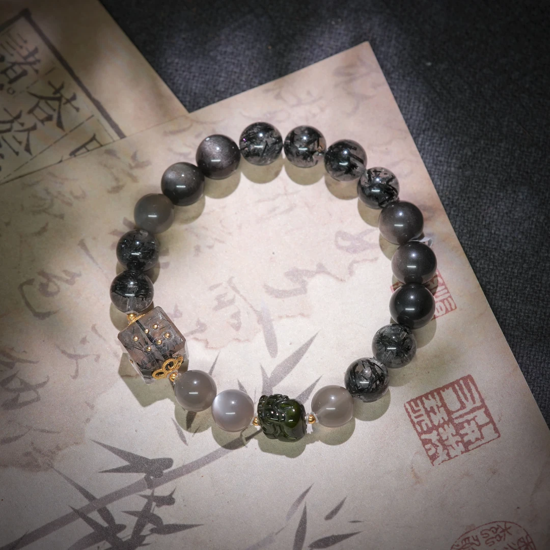 水之黑·高定五行耀水18K金水晶手串(补水)AS1319珠径约9-10mm