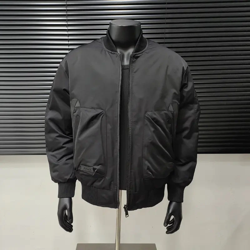 男士冬季棒球领双面羽绒夹克2025新款时尚鸭绒简约气质工装外套潮