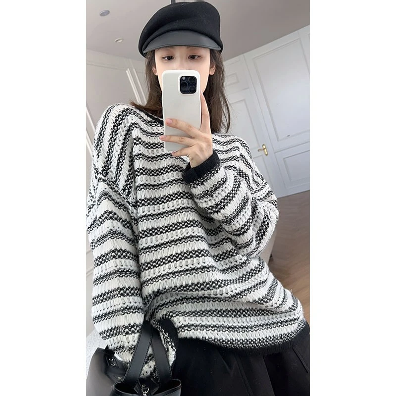 【特价捡漏】天使信差毛衣棒织肌理条纹针织美洋MEIYANG春秋