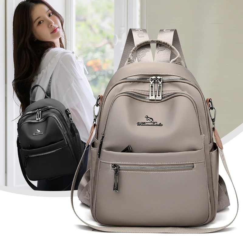 威森袋鼠双肩包女士背包2025新款尼龙多隔层大容量旅行电脑包903