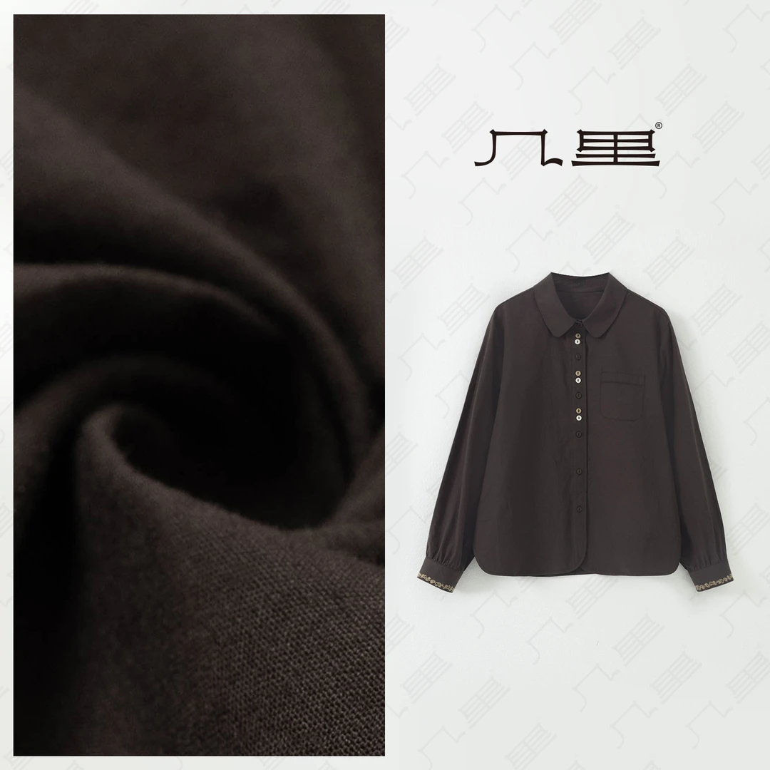 几里与麻 文艺复古袖口刺绣衬衫 衣长63胸围110 2080251