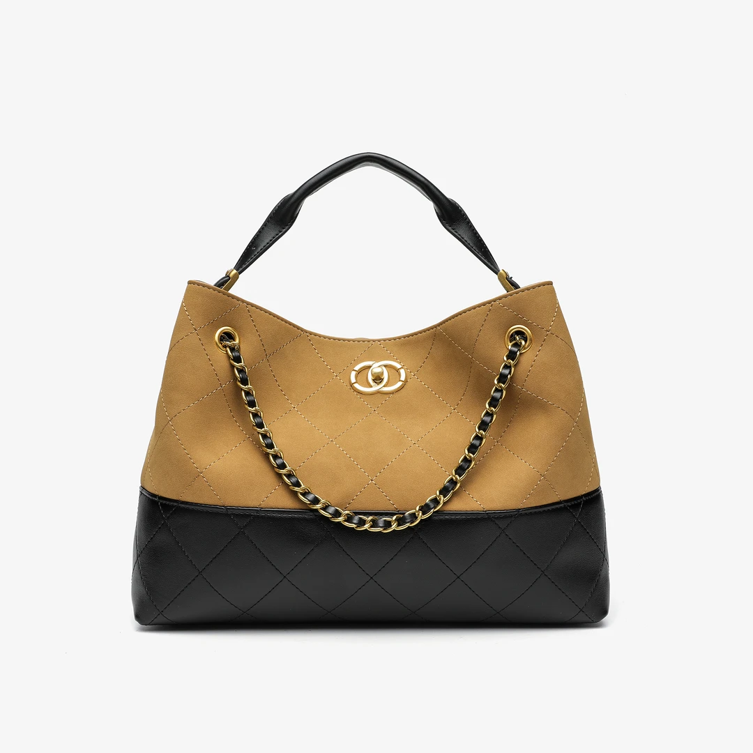 卡尔蔻斯时尚菱链条托特包CK25641K棕色上班通勤外出专用包