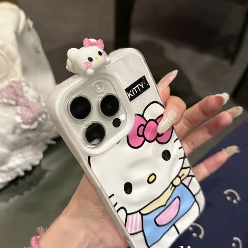 ZMGX可爱大只KT猫立体适用iPhone1615手机壳韩系苹果13华为荣耀套
