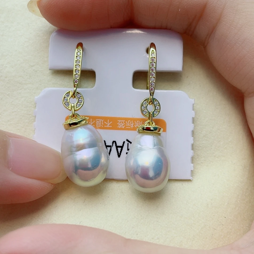 银S925镶嵌耳饰淡水珍珠w2