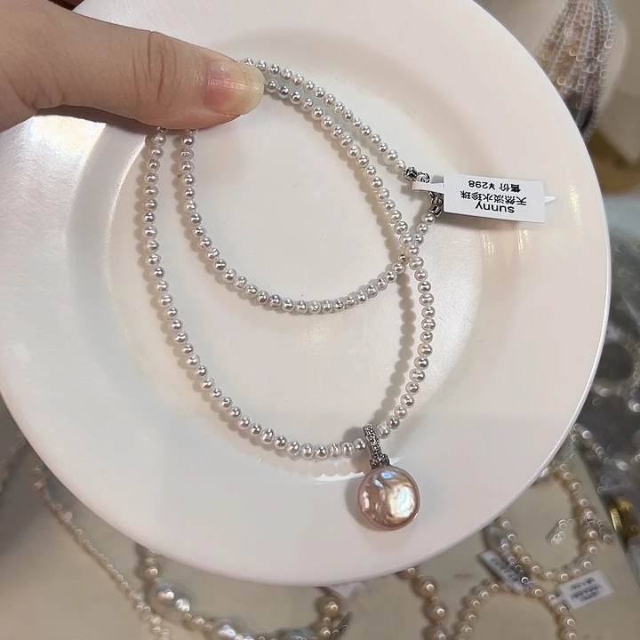 秋***o银S925镶嵌淡水珍珠时尚设计款天然淡水珍珠