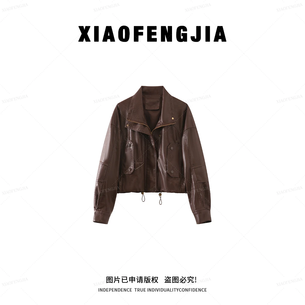 2025秋季新款甜酷辣妹明线口袋工装短外套夹克