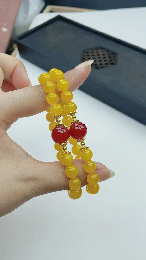 7A品质天然黄玛瑙玉石DIY设计款成品手串