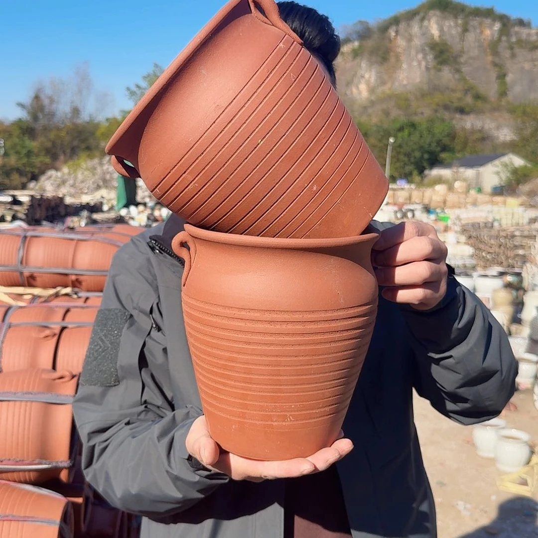紫砂花盆口18高22（两个红耳朵