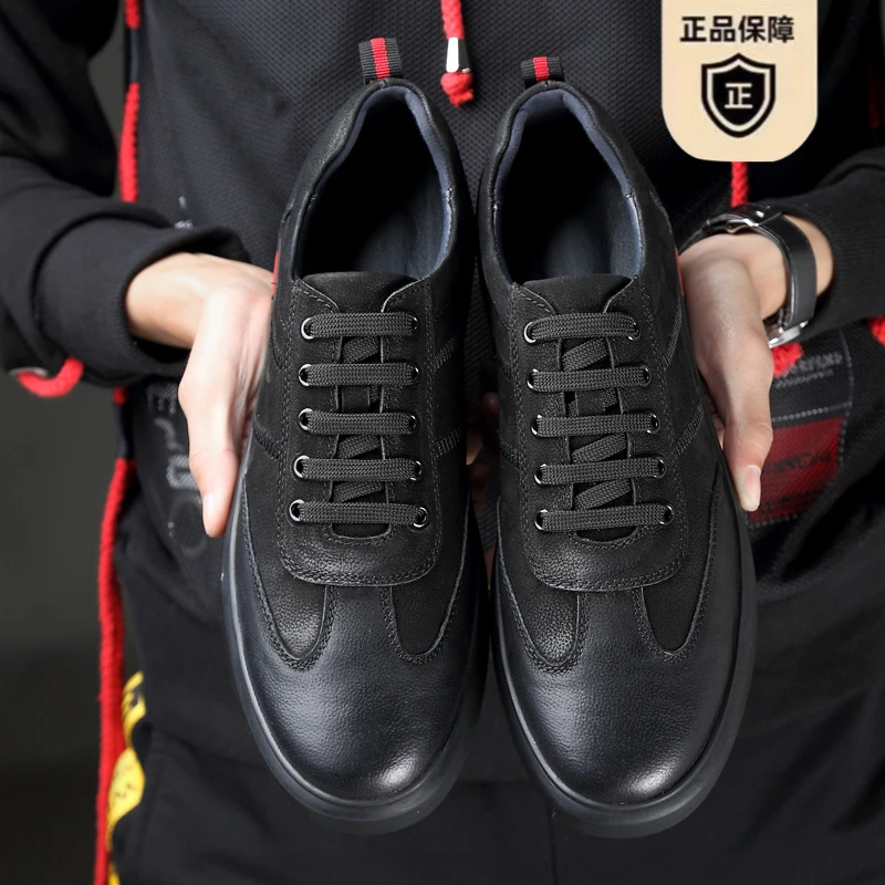 36码37码小码真皮男士休闲皮鞋时尚潮流小脚男鞋板鞋透气软底潮流