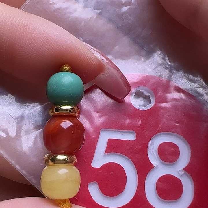 未镶嵌蜜蜡裸石5-7mm串 红绿灯