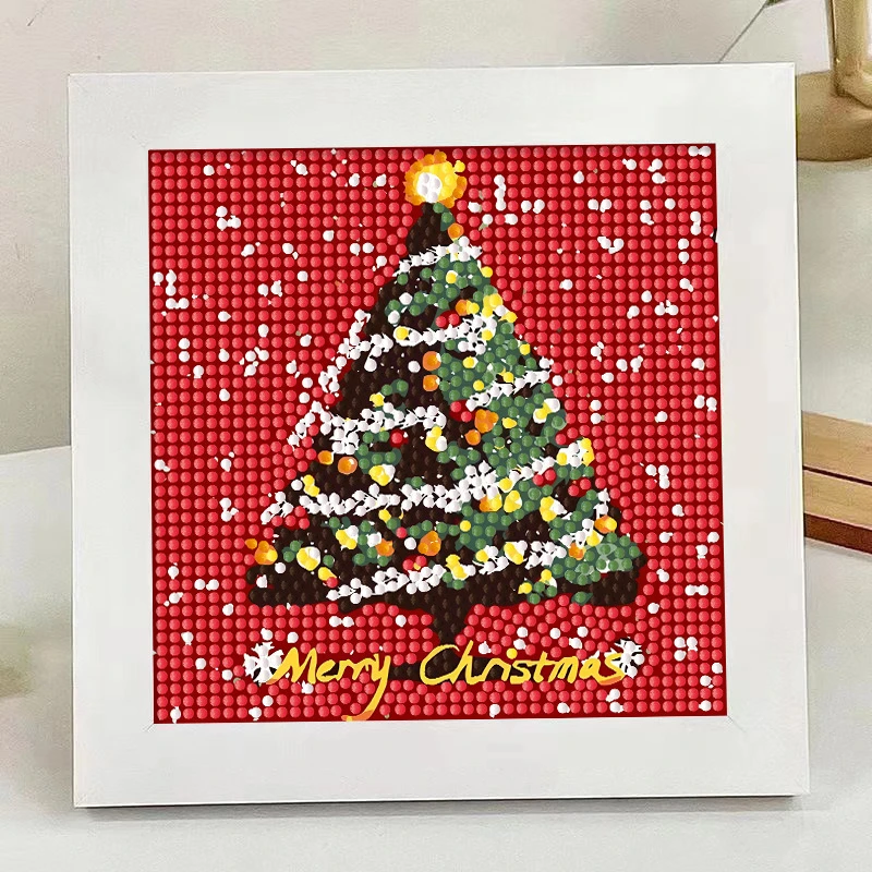 圣诞树钻石画diy手工粘贴装饰画儿童学生益智圣诞礼物拼图贴画