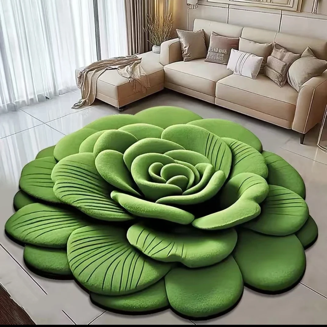 【浴室卫生间】80CM直径-硅藻泥吸水防滑浴室卫生间速干地垫-绿牡丹