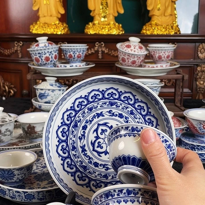 宝相花五件套茶具