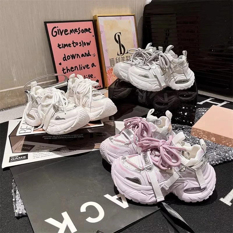 C拼色机车老爹鞋女2025春秋新款百搭松糕休闲运动鞋潮鞋