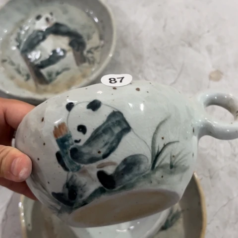 碗手工手捏咖啡杯壶承