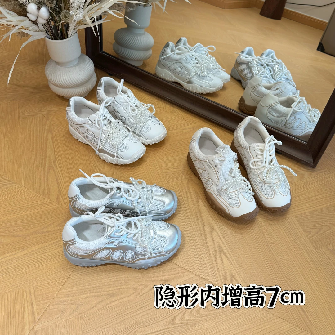 <茉莉家>小个子内增高7cm阿甘蕾丝2025春夏新款休闲运动