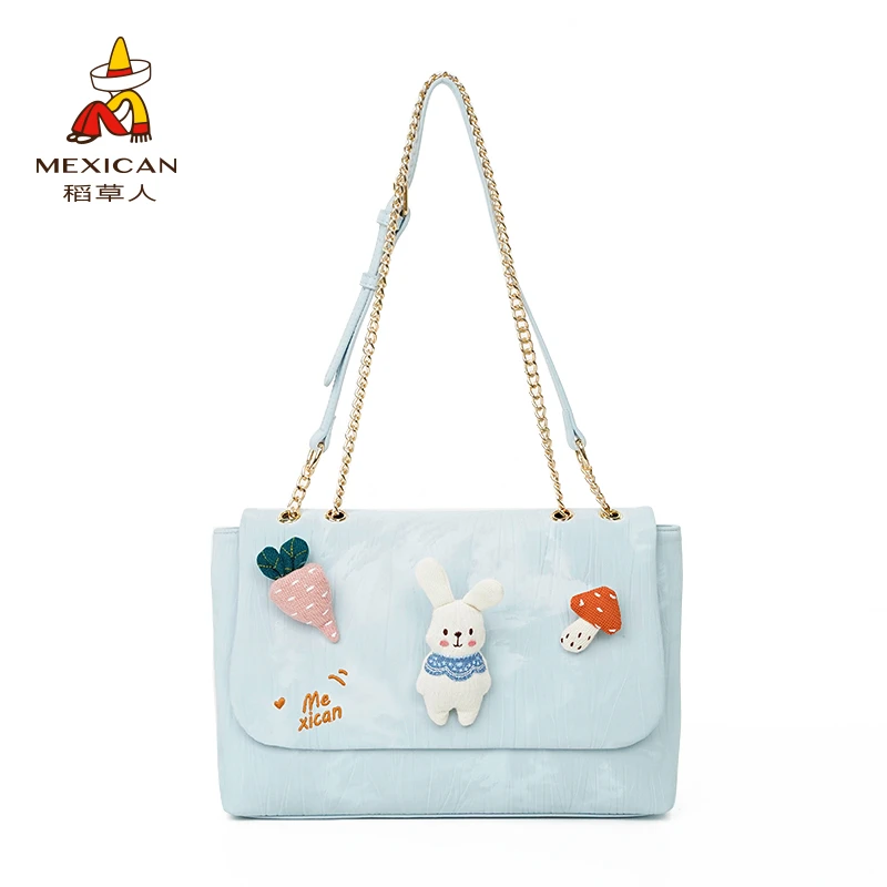 稻草人25年新品小清新大容量百搭链条单肩斜挎包