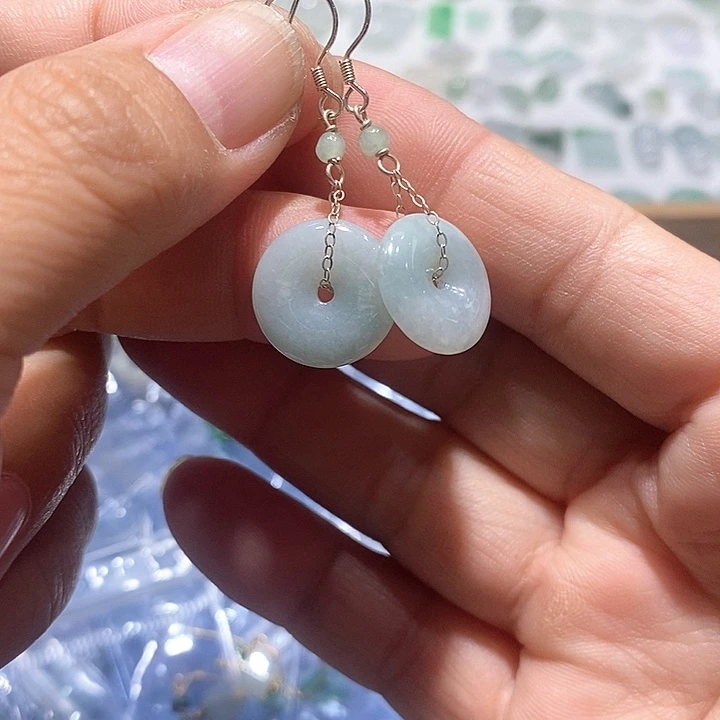 翡翠银S925镶嵌耳饰