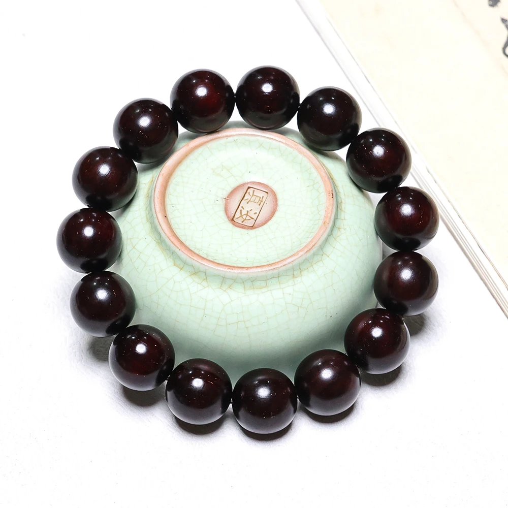 【高兴出品】小叶紫檀15mm老料金星圆珠手串 XY21