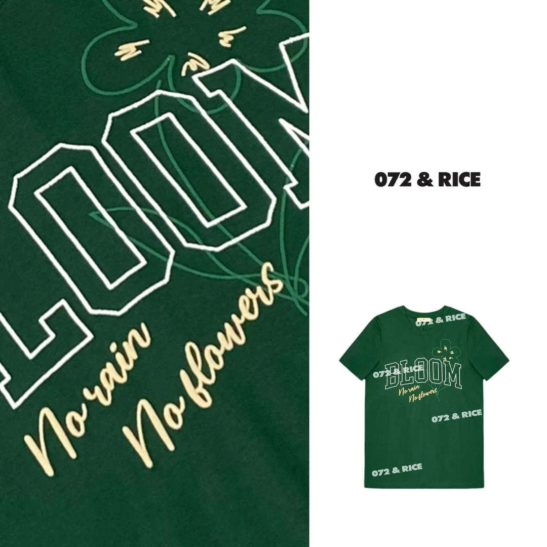 072 & RICE【绿花TEE】棉 夏季休闲百搭短袖T恤 Z-32NB404 FF11