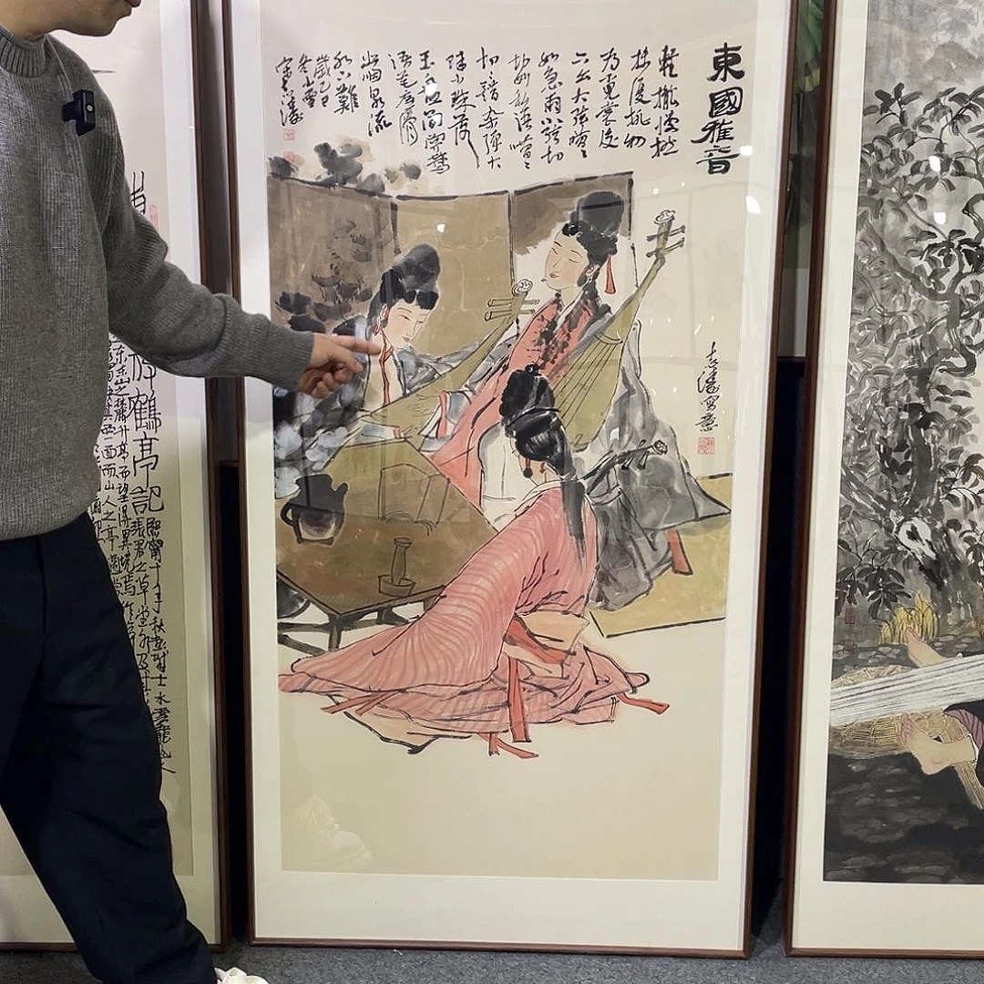 国画手绘画作品带框80/160