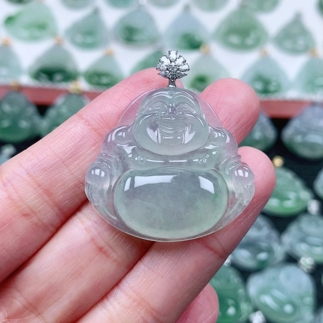 吊坠(不含链)18K金镶嵌翡翠