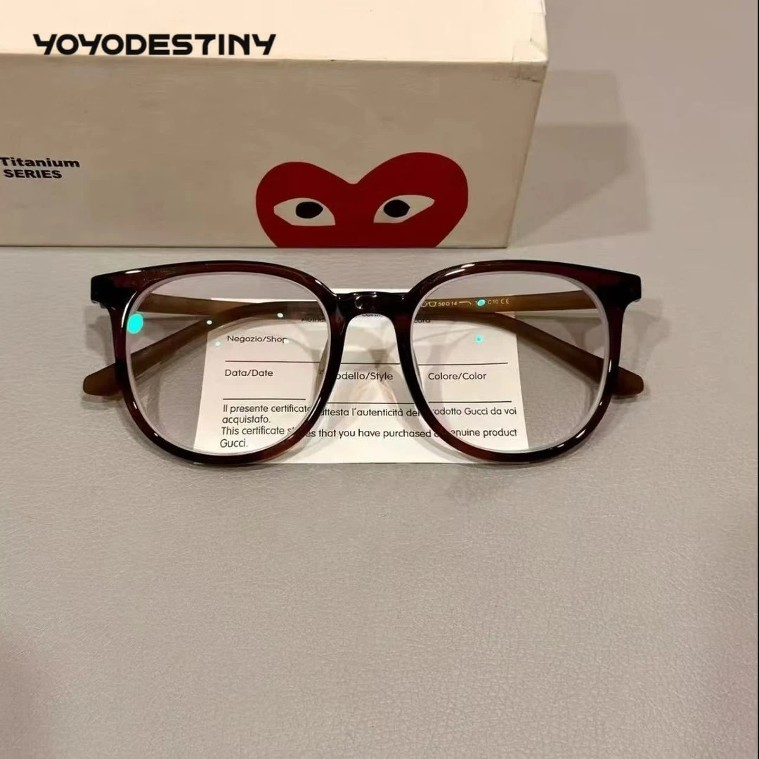 高级显白焦糖米棕学院风防蓝光超轻圆框素颜眼镜气质复古ins时尚