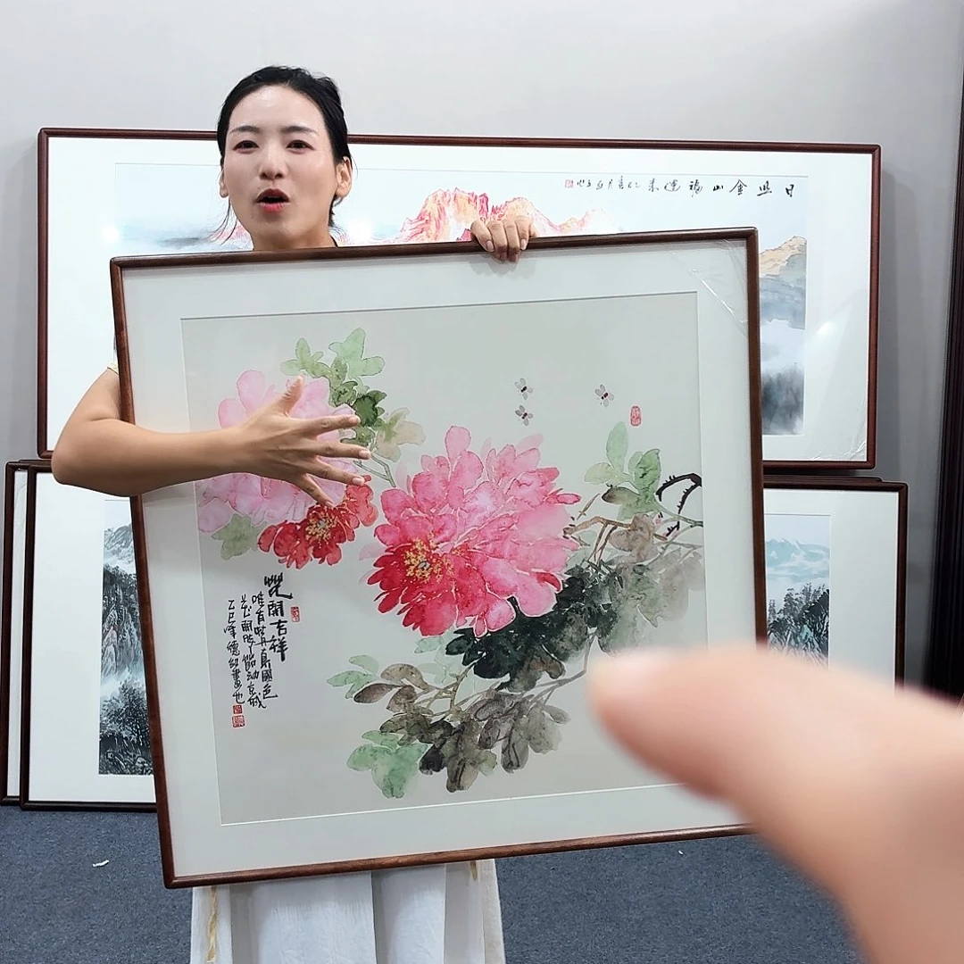 国画手绘作品80×80尺寸