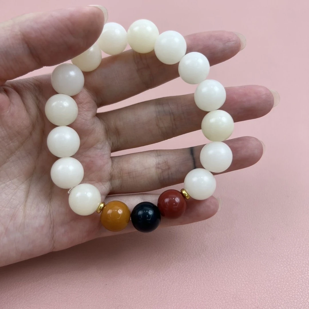 2菩提PT-023白玉菩提三色盘玩圆蛛手串（无礼盒）