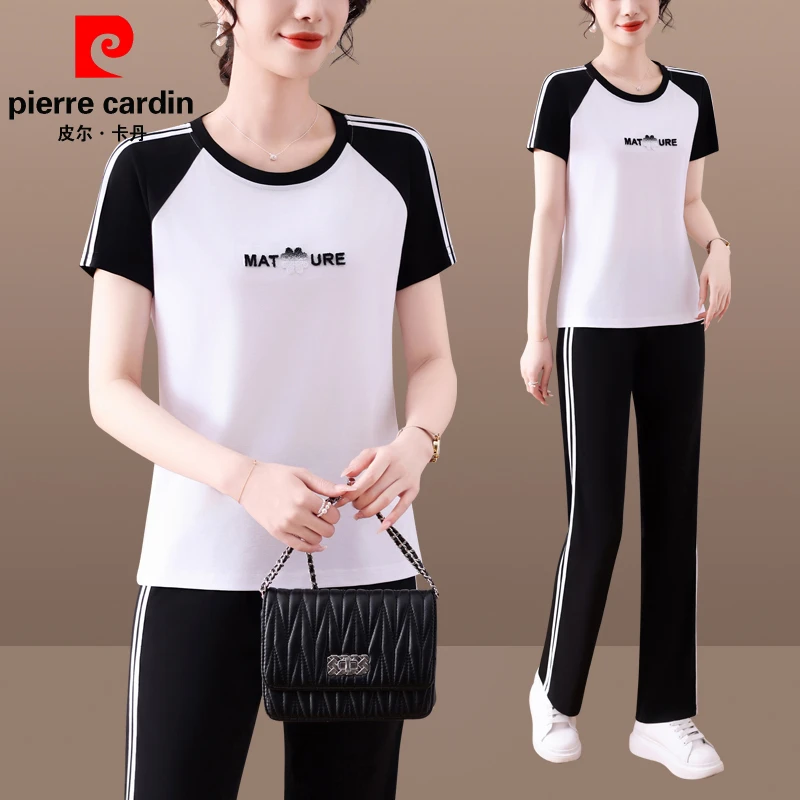皮尔卡丹透气休闲运动套装运动服宽松夏装大码显瘦中年薄款减龄