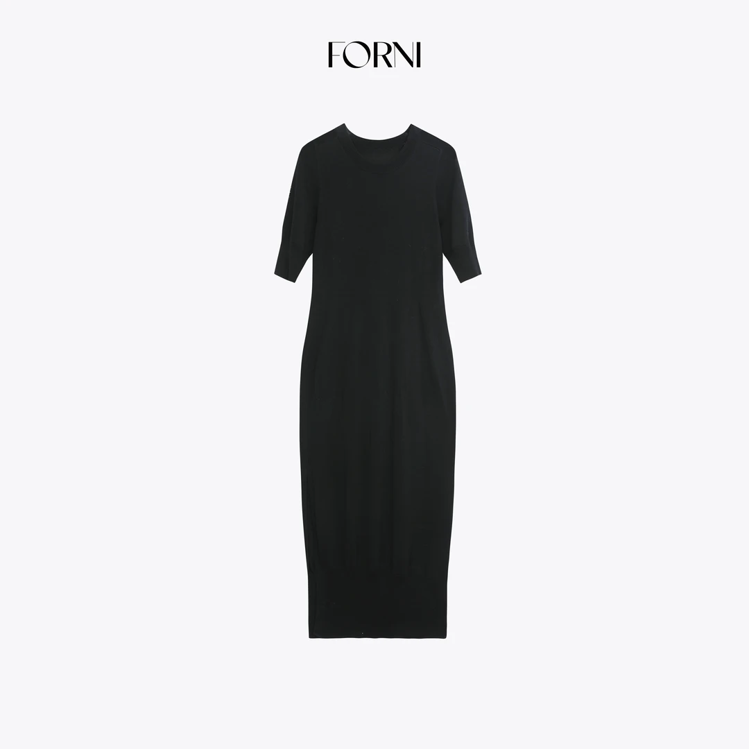 FORNI 超模女主角 法式软糯极简优雅100莱赛尔修身针织连衣裙