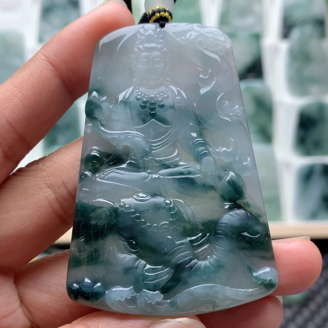 翡翠未镶嵌吊坠(不含链)普贤