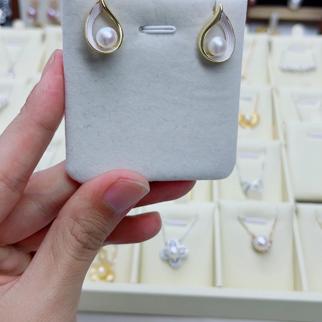 耳饰银S925镶嵌淡水珍珠